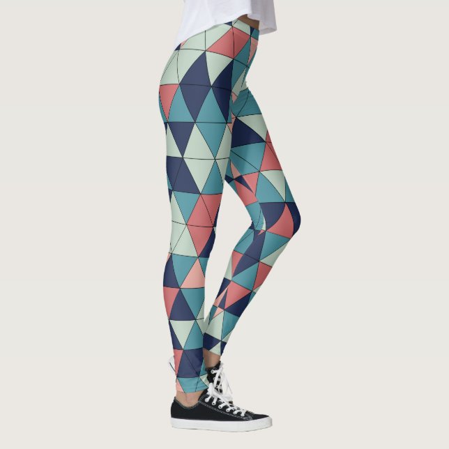 Legging Solução de padrão geométrico azul e rosa (Direita)