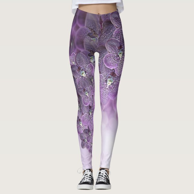 Legging Sombras das orquídeas roxas violetas (Frente)