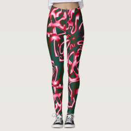 Legging Sombras de cor-de-rosa vermelha em fitas de abstra