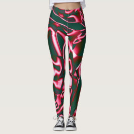 Legging Sombras de cor-de-rosa vermelha em fitas de abstra