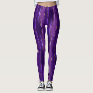 Legging Sombras de tiras roxas com Dourado