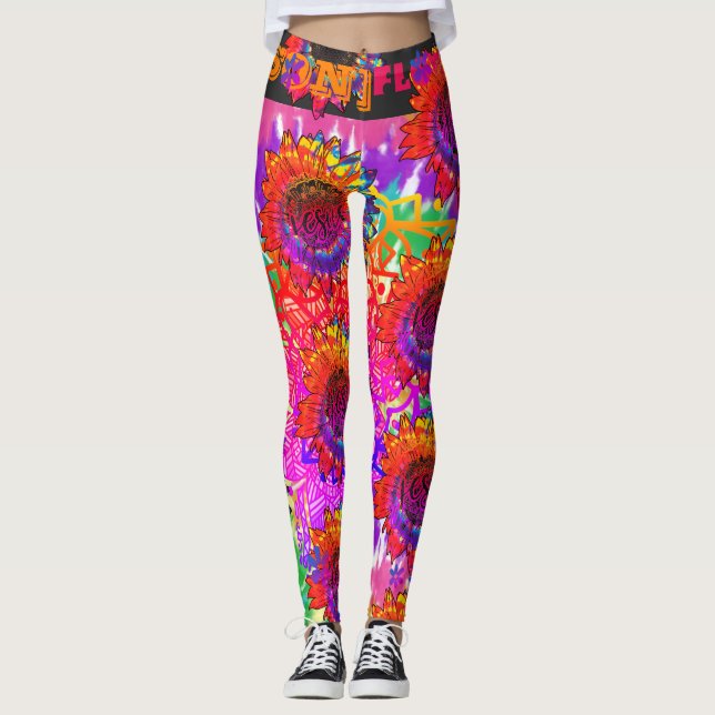 Legging "[SON]flower power", girassol de tingimento brilha (Frente)