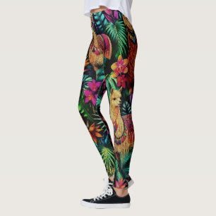 Legging Sonho de Llama na Selva Padrão de Superfície Perfe