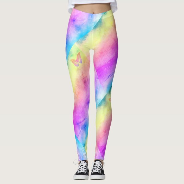 Legging [Sonhos de Aquarela] Cartazes Moles de Pastel (Frente)