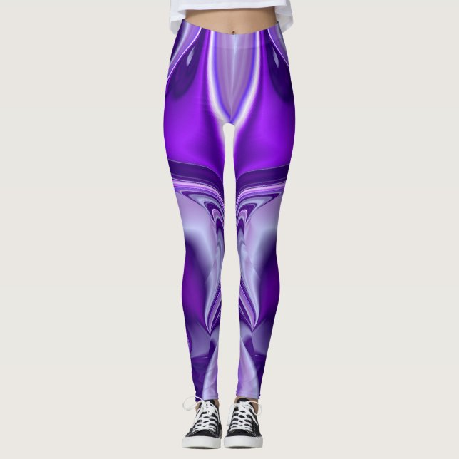 Legging Sonhos de Arco-Íris de Flor Roxo (Frente)