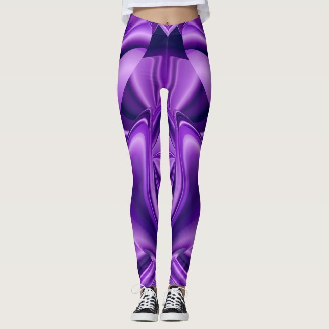 Legging Sonhos de Arco-Íris de Flor Roxo (Frente)