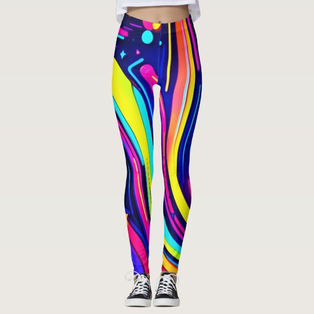 Legging Sonhos de Neon: Uma Odisseia Digital Psicodélica (Frente)