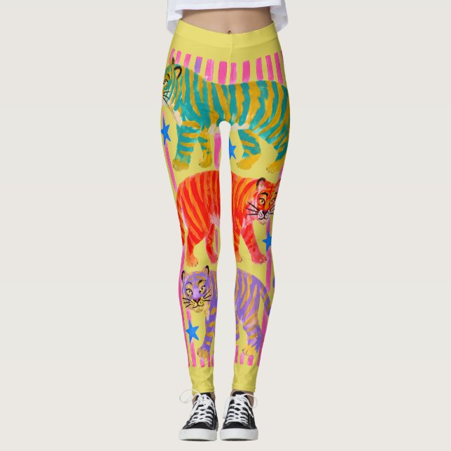 Legging sonhos de tigre arco-íris (Frente)