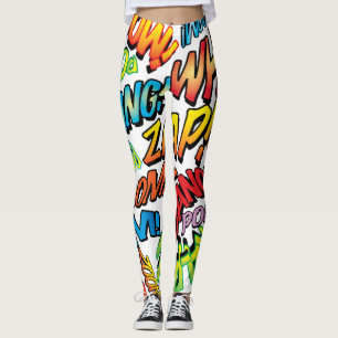 Legging Sons de Pop de arte divertidos de quadrinhos tipog