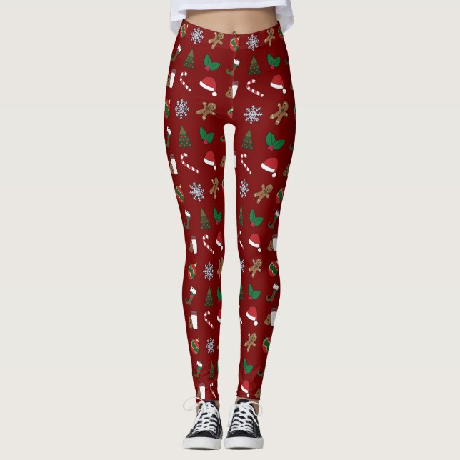 Legging Sortidos de Símbolos de Feriado de Natal (Frente)