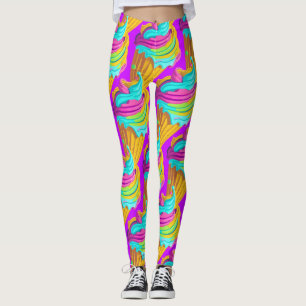 Legging Sorvete Amarelo Cor-de-Rosa Cinza-Rosa Cone Verão