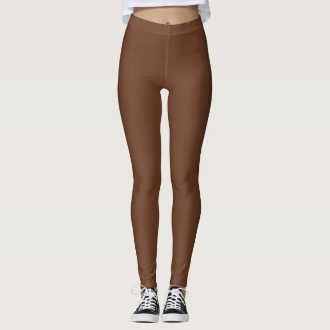 Legging Sorvete de chocolate Perna marrom sólida (Frente)