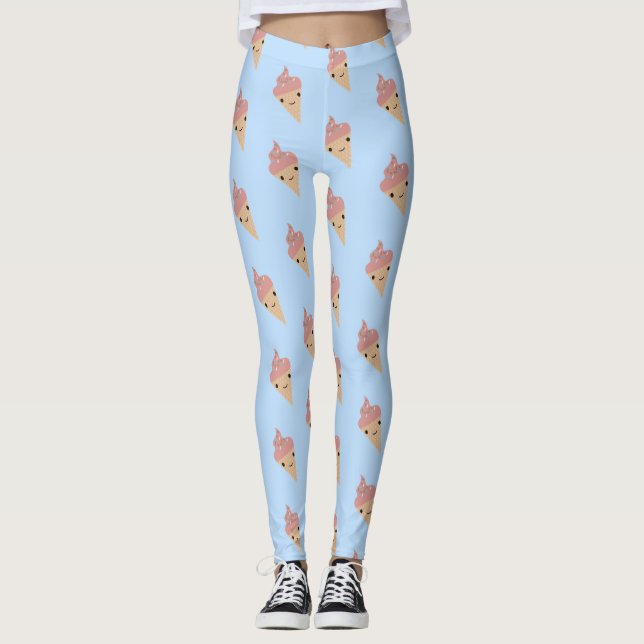 Legging Sorvete Kawaii Cute - Padrão Cone (Frente)