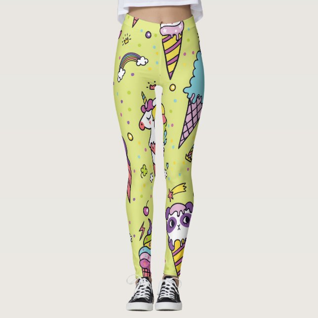 Legging Sorvete pop Cute: Padrão Animal (Frente)