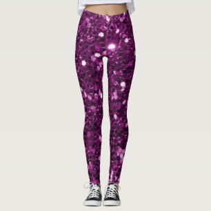 Legging Sparkles roxos do brilho do falso