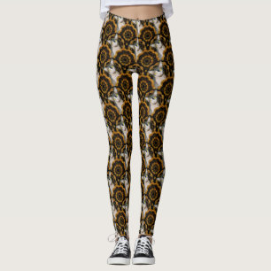 Legging Sphynx Cat Ninja preto e ouro Flor de Mod