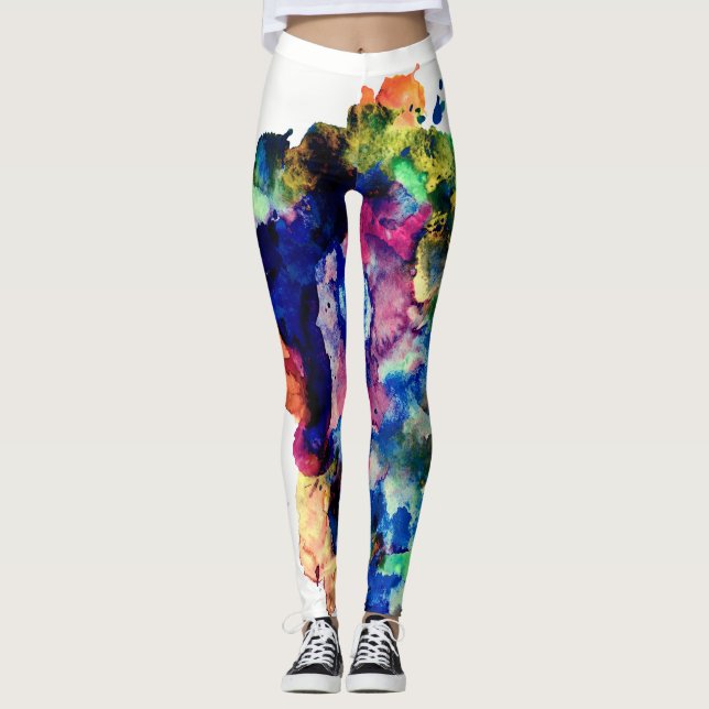 Legging Splatter abstrato na moda colorido da pintura da (Frente)