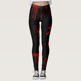Legging Splatter Bloody Handprint Black Halloween