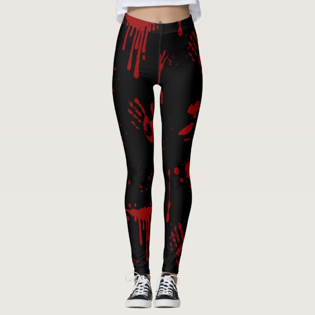 Legging Splatter Bloody Handprint Black Halloween (Frente)
