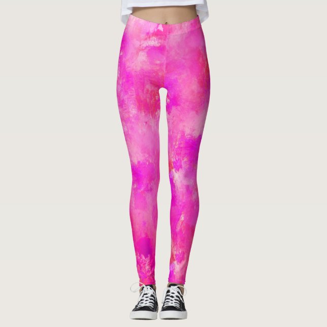 Legging Splatter de Tinta Rosa Quente (Frente)
