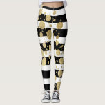 Legging Splatter Dourado da pintura do falso em listras<br><div class="desc">Este splatter elegante e ostentoso da pintura do ouro no preto e com teste padrão das listras é perfeito para a mulher na moda e à moda. É moderno e o impressão de gama alta é grande para muitos presentes e ocasiões.</div>