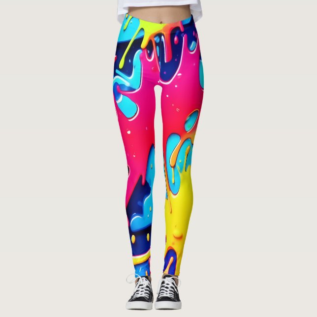 Legging Splatterfest: Uma Confusão Colorida (Frente)