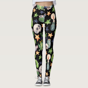 Legging "Spooky Halloween: Padrão Escuro Desenho De Mão."