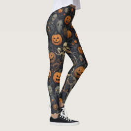 Legging Spooky Pumpkins e Scary Ghosts Design