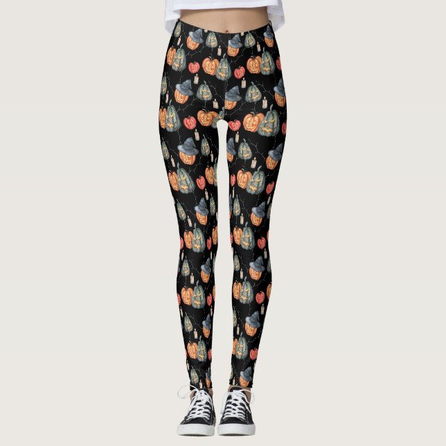 Legging Spooky Watercolor Pumpkins (Frente)