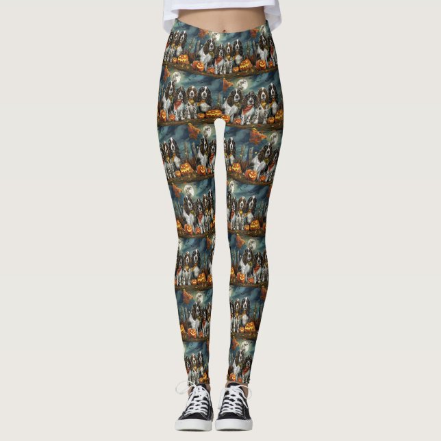 Legging Springer Spaniel Halloween Assustador (Frente)