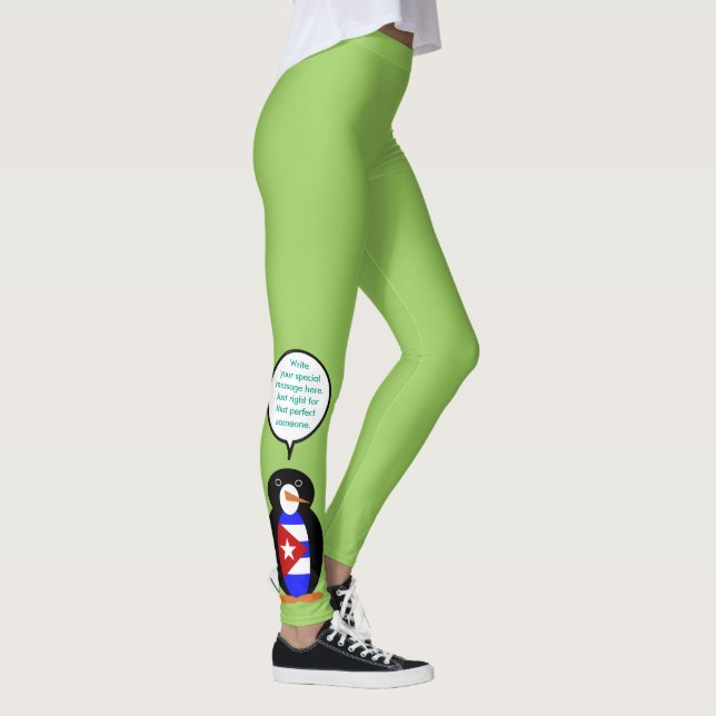 Legging Sra. Pinguim Cubana Personalizada que Fala (Direita)