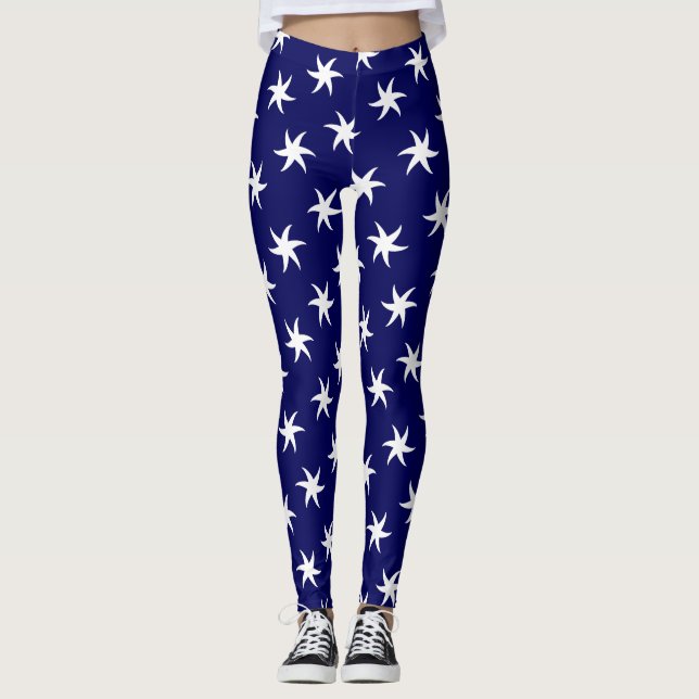 Legging Starfish branco do Marinho azul (Frente)