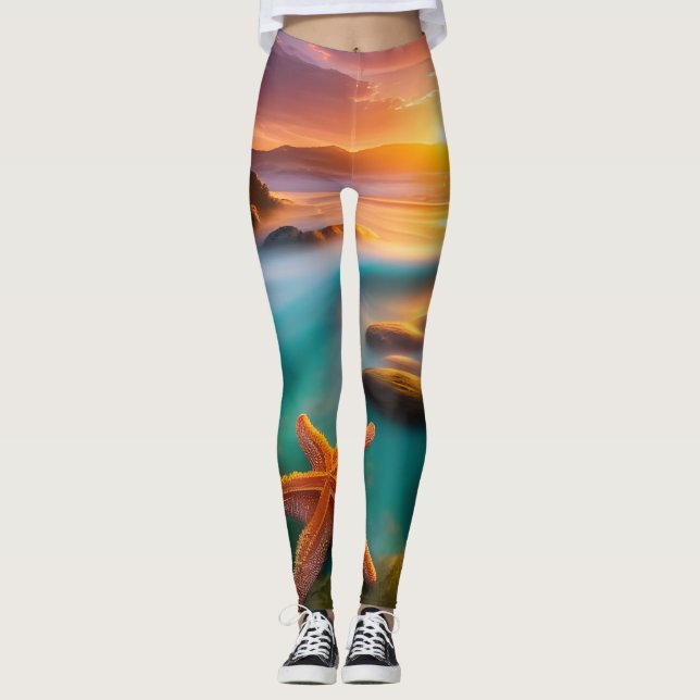 Legging Starfish na praia no Dawn (Frente)