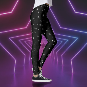 Legging Starlight Sparkles Black and White Stars