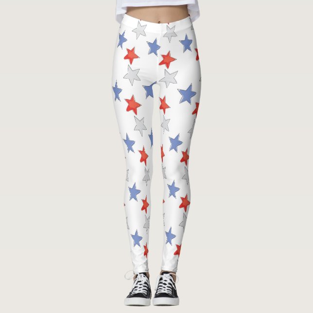 Legging Stars Azul Vermelho Patriótico (Frente)
