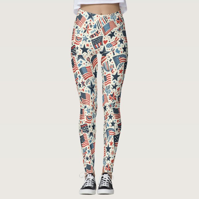 Legging Stars e Stripes Patrióticos dos EUA (Frente)