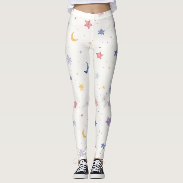 Legging Stars Moons Dots Padrão Invisível (Frente)