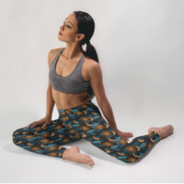 Legging Stars Sun Moon Celestial Padrão Preto