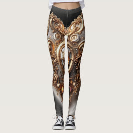 Legging Steampunk Elegant Clockwork Gear Heart