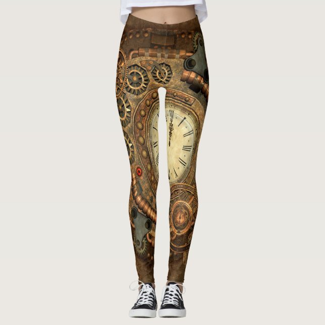 Legging Steampunk, maquinismo de relojoaria maravilhoso (Frente)