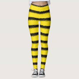 Legging Stripes de inspiração de abelhas Pretas, Amarelas