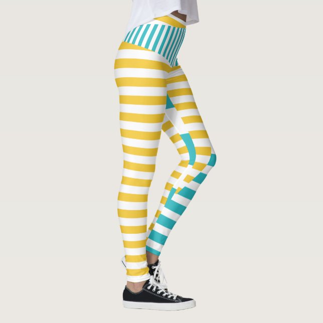 Legging Stripes em Stripes - Turquesa e Amarelo (Direita)