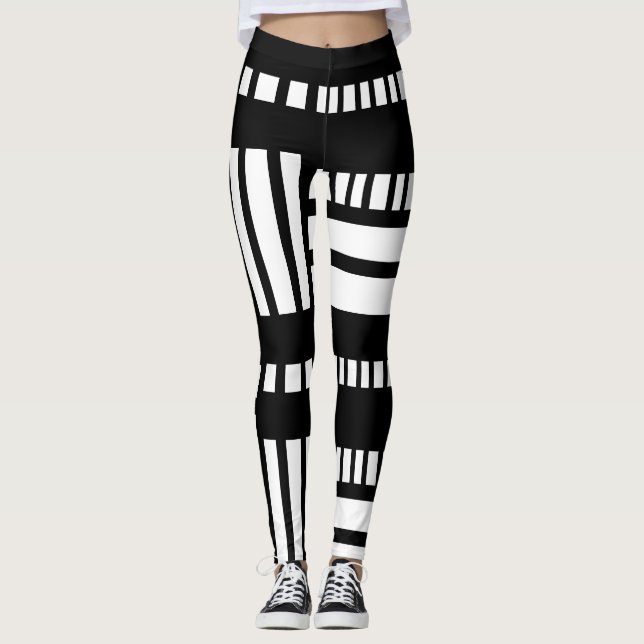 Legging Stripes.Preto Branco 01 (Frente)