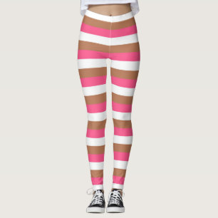 Legging Stripes Rosa, Branco e Marrom Quentes