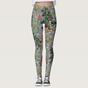 Legging Stylish Christmas Tree Jewel Bling Silver