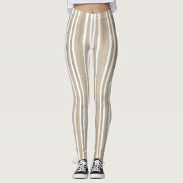 Legging Stylish Taupe Hand Painted Striped Yoga Exercise