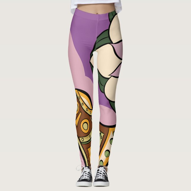 Legging Stylized Axe and Flower Design (Frente)