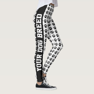 Legging Suas raça e patas do cão personalizam o texto e