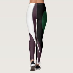 Legging Submersão: Abstrato preto, branco, roxo e verde
