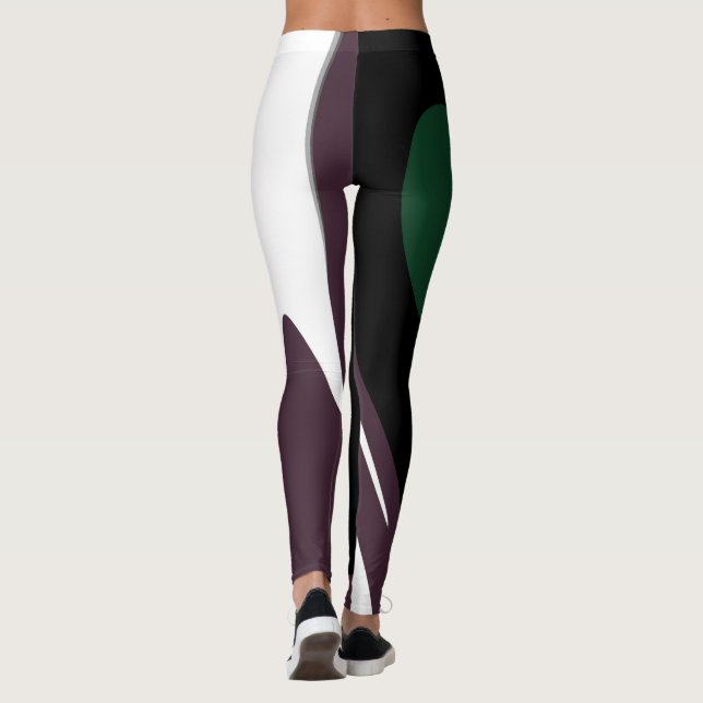 Legging Submersão: Abstrato preto, branco, roxo e verde (Verso)